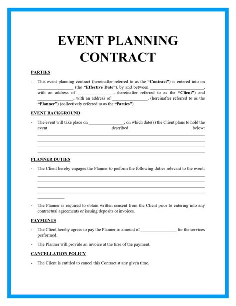 Printable Event Planner Contract Template